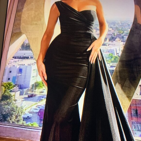 Amelia Couture Gown  Fitted One Shoulder Formal Wedding Prom Sexy Womens SZ 12 - Picture 11 of 11